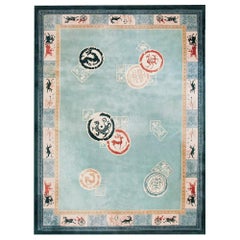 Tapis chinois Art Déco ancien 9' 0""" x 12' 3"" 