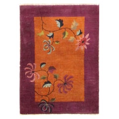 Antique Art Deco Chinese Rug, The Dancing Flowers