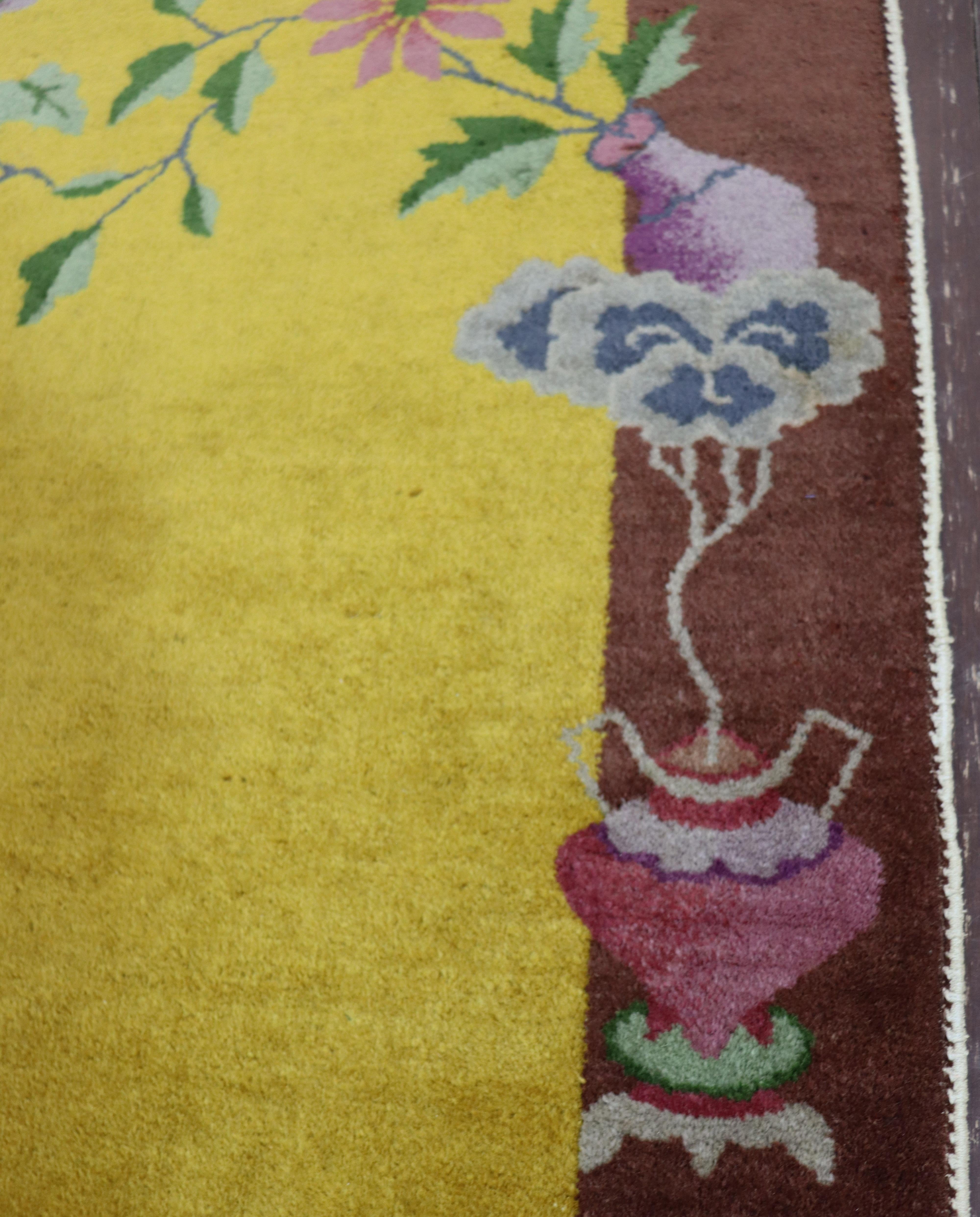 Wool Antique Art Deco Chinese Rug, The Golden Dynasty