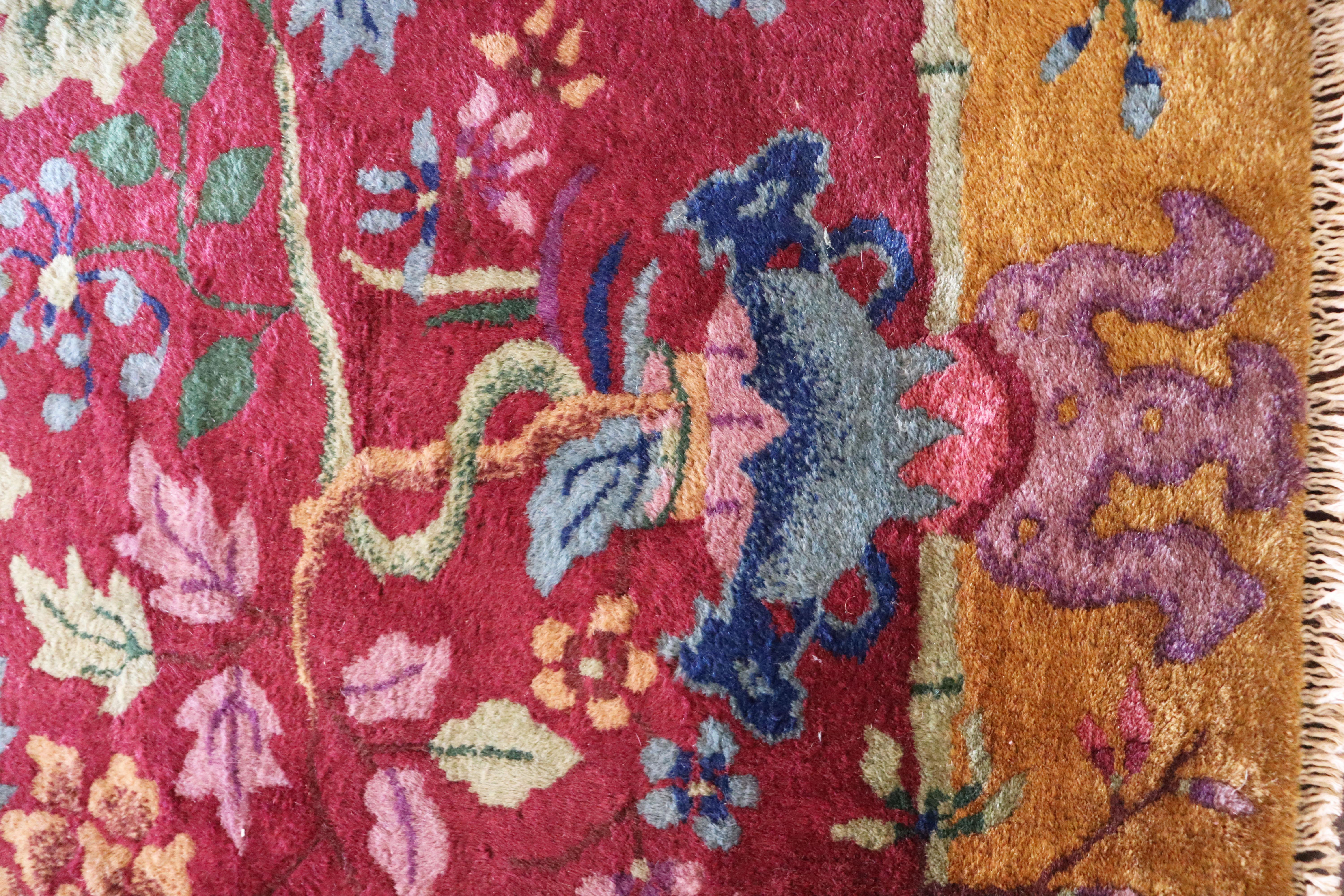 Wool Antique Art Deco Chinese Rug, the Paradise
