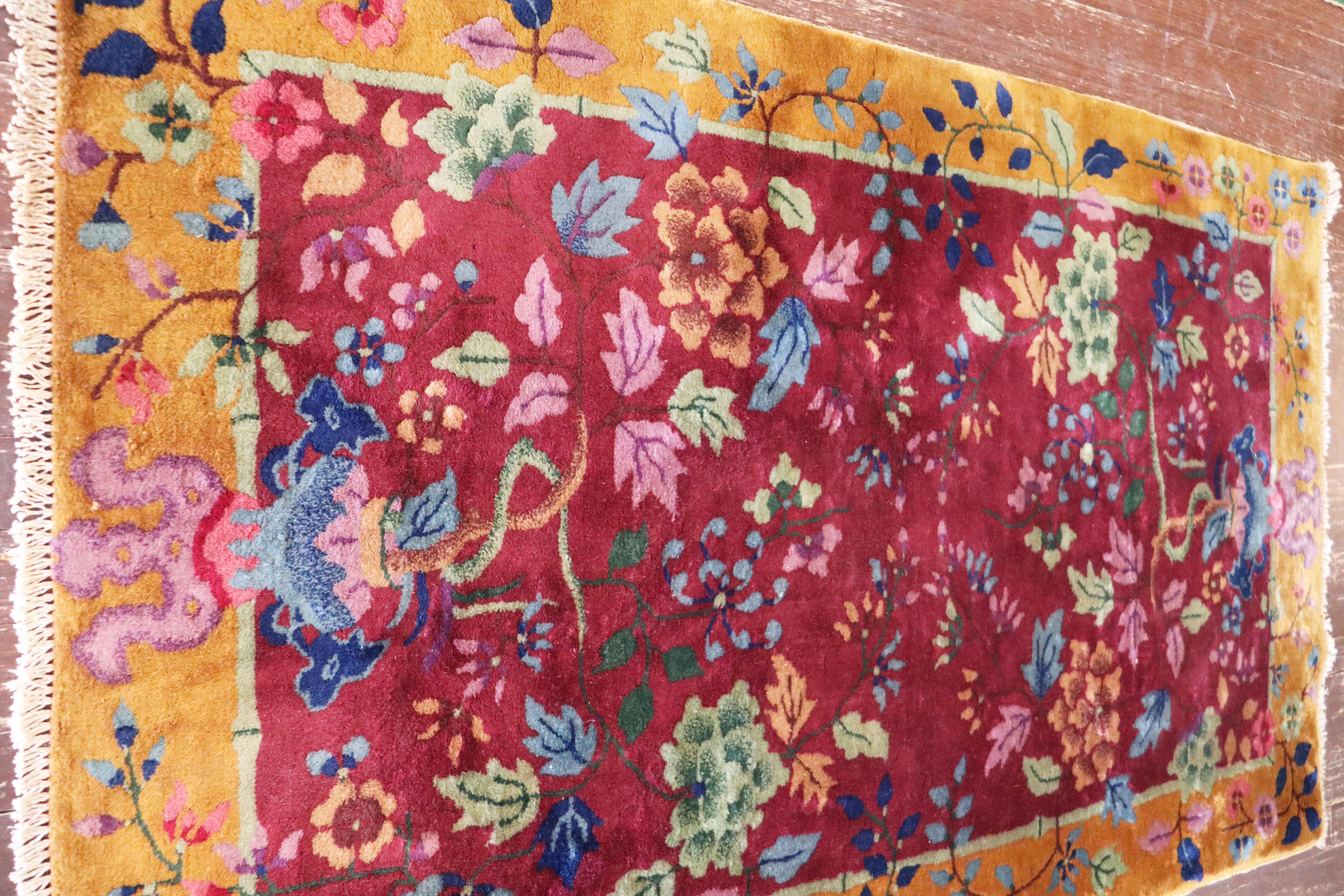 Antique Art Deco Chinese Rug, the Paradise 1