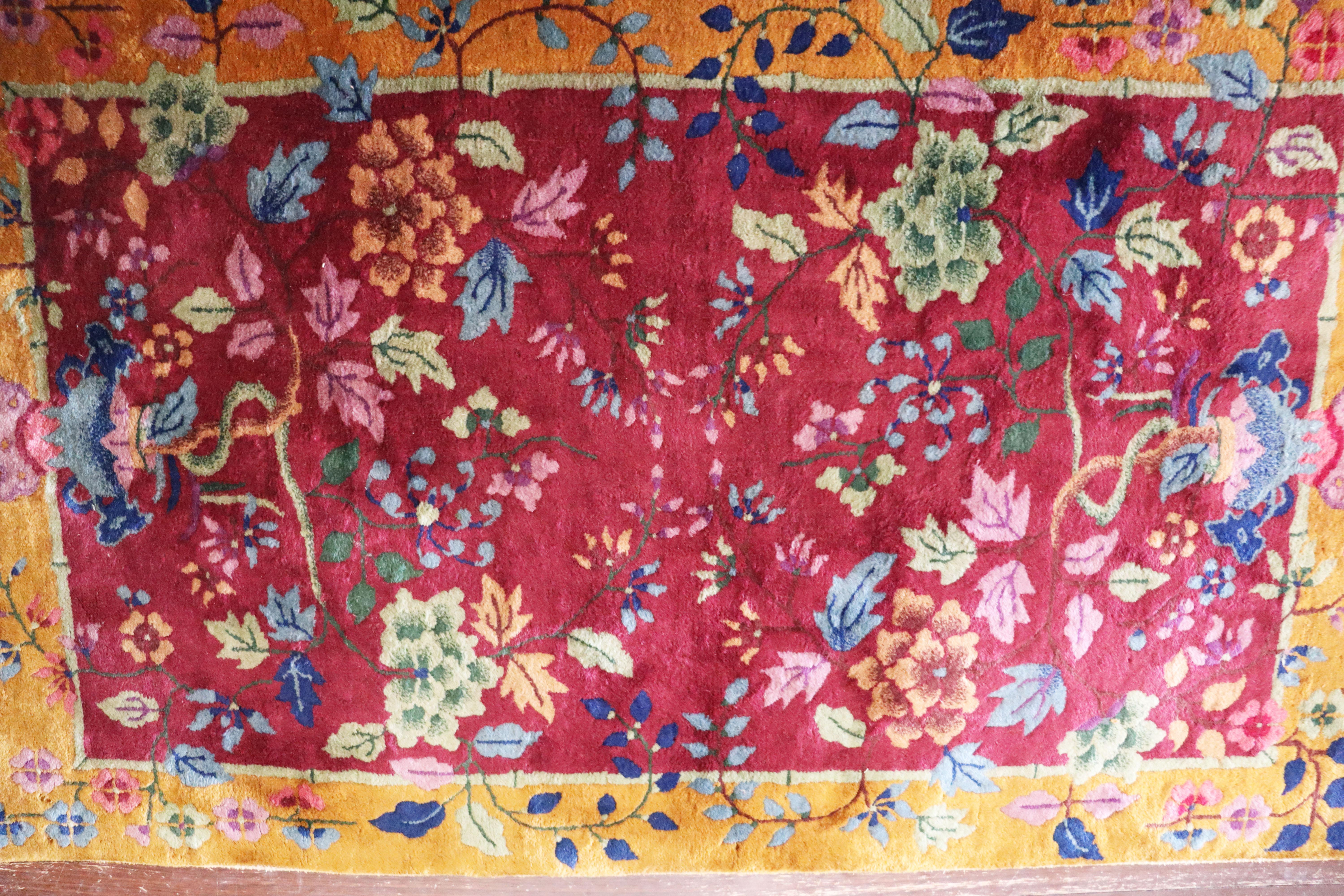 Antique Art Deco Chinese Rug, the Paradise 3