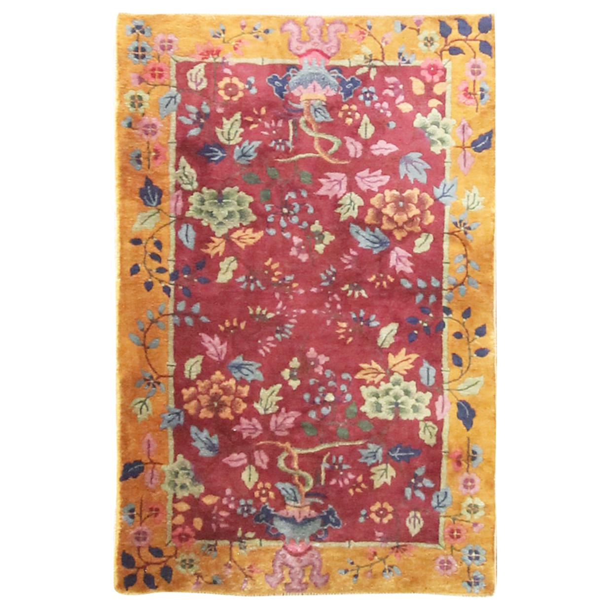 Antique Art Deco Chinese Rug, the Paradise