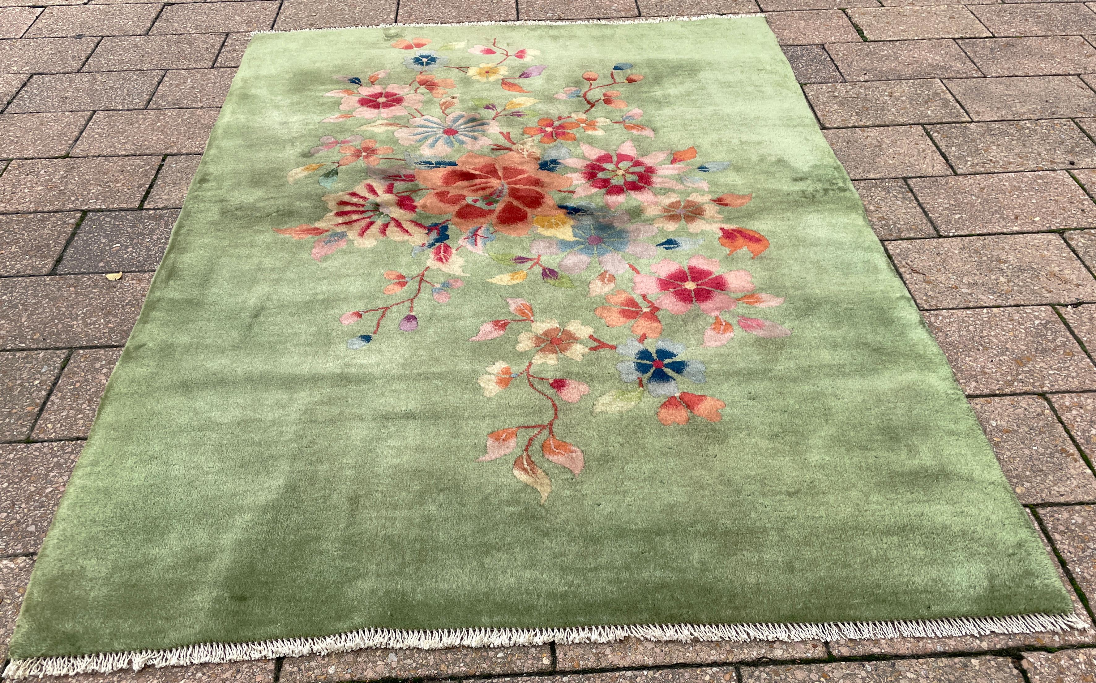 Antique Art Deco Chinese Rug, Wedding Rug For Sale 5