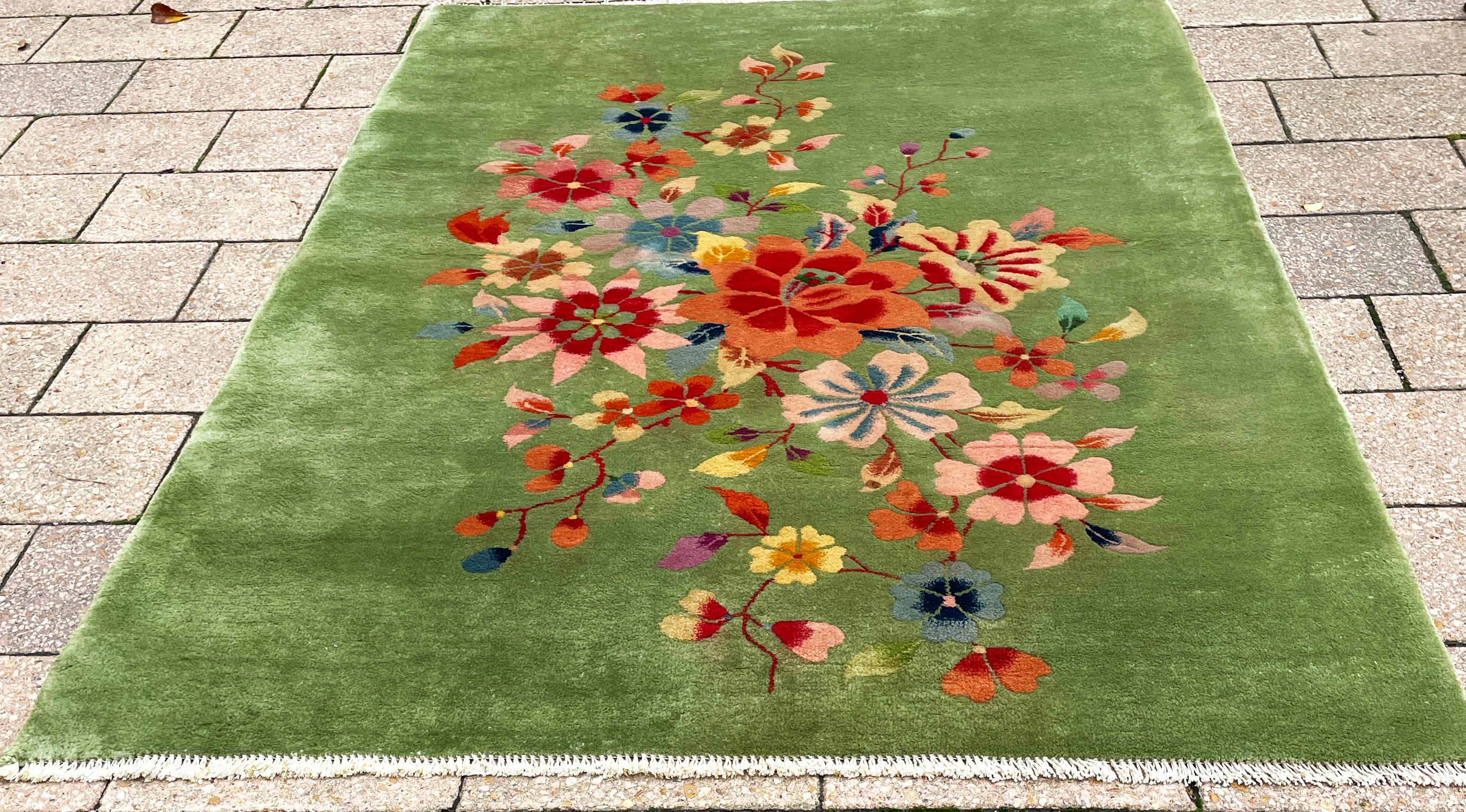 Antique Art Deco Chinese Rug, Wedding Rug For Sale 3