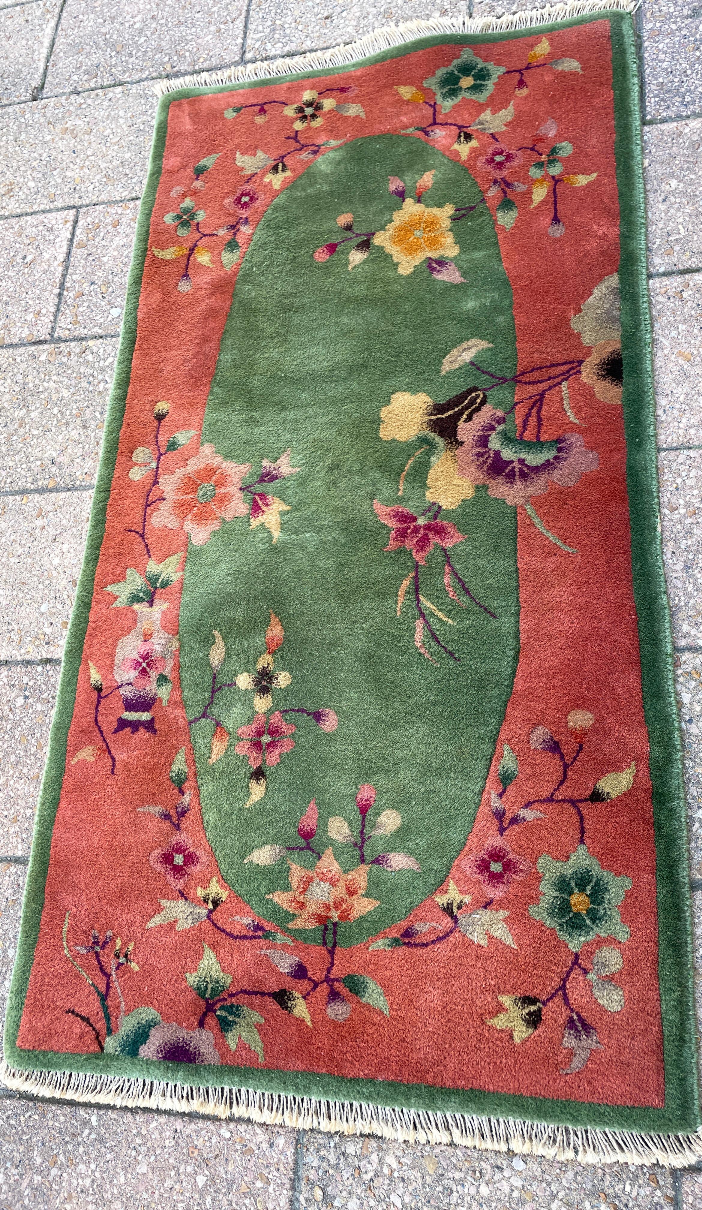 Antique Art deco Chinese Rugs, A Pair For Sale 6