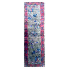Antique Art Deco Chinese Runner, two Pagodas