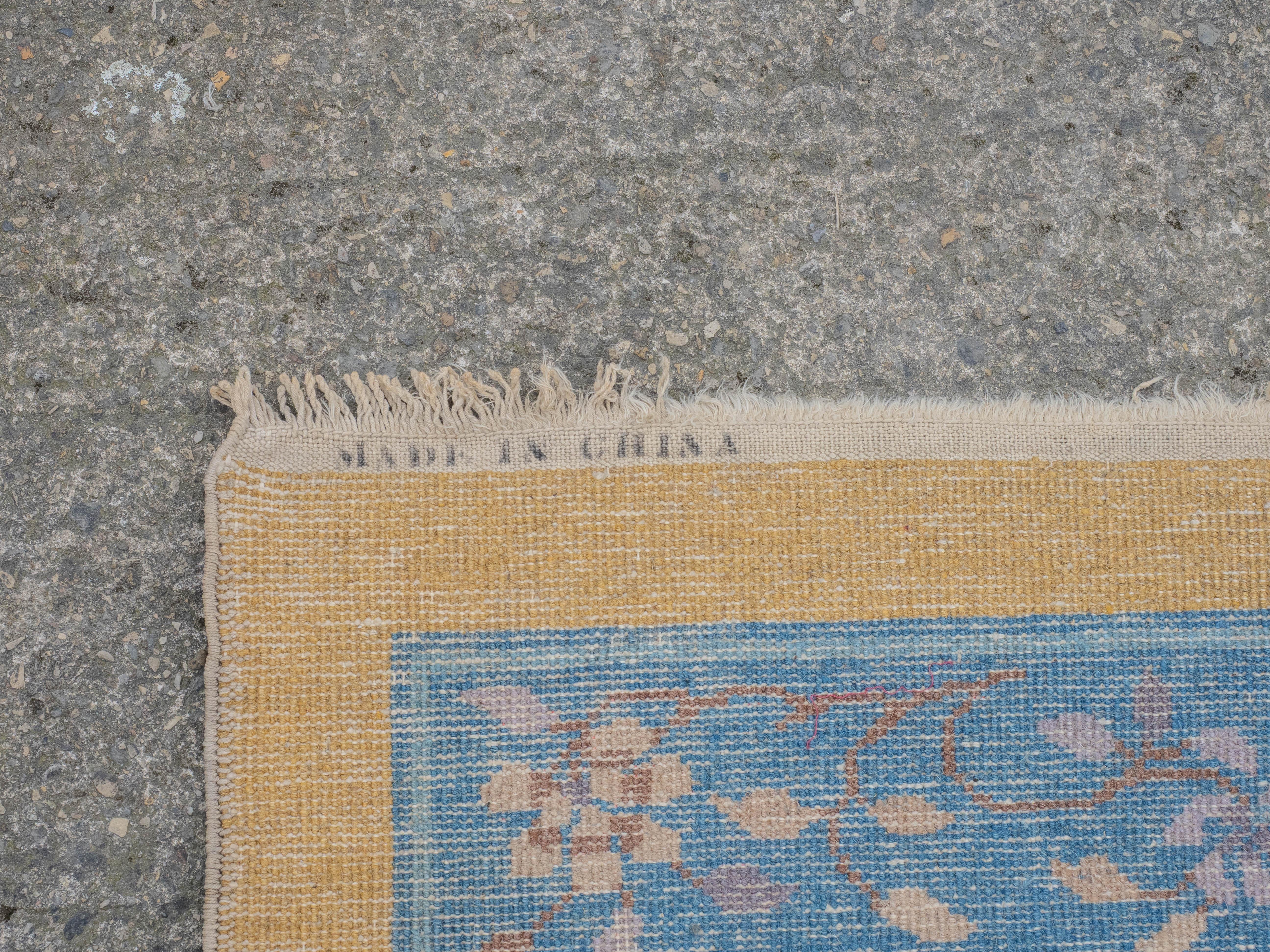 Antique Art Deco Chinese Yellow Blue Carpet 12' x 9' Circa 1920 (371x274cm Rug) For Sale 9