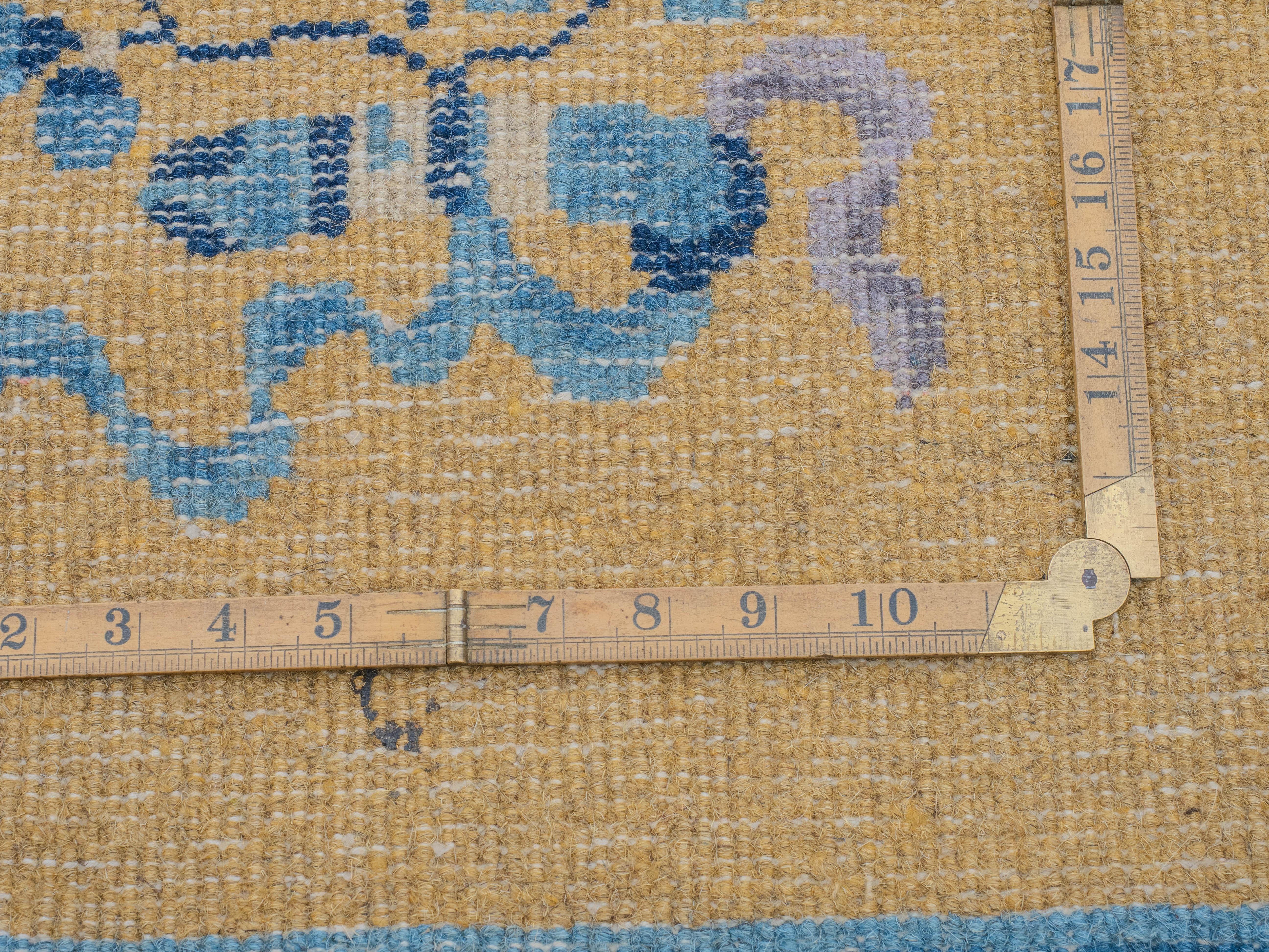 Antique Art Deco Chinese Yellow Blue Carpet 12' x 9' Circa 1920 (371x274cm Rug) For Sale 13