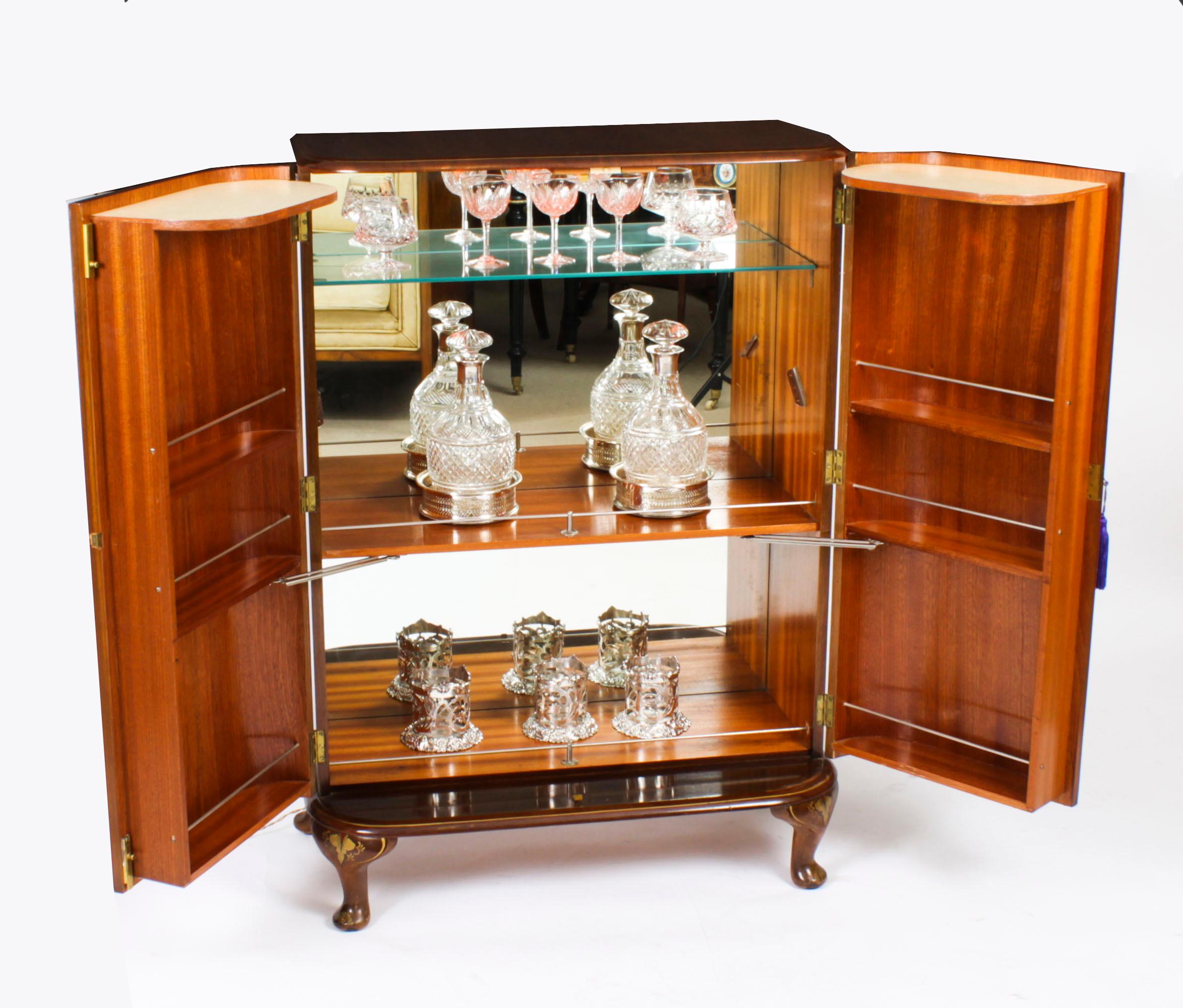 Antique Art Deco Chinoiserie Cocktail Cabinet Dry Bar Harrods Early 20th Century In Good Condition In London, GB