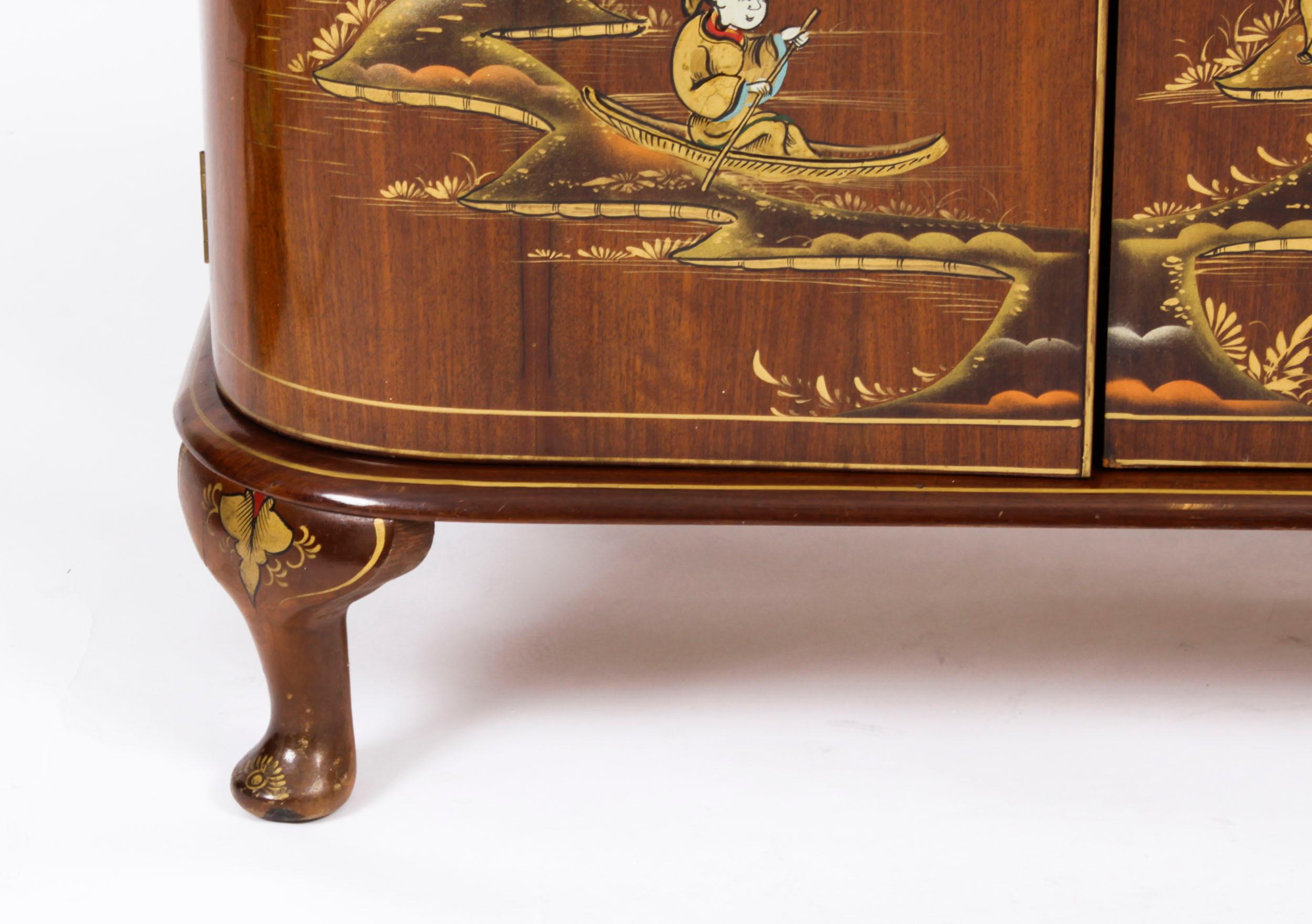 Antique Art Deco Chinoiserie Cocktail Cabinet Dry Bar Harrods Early 20th Century 3