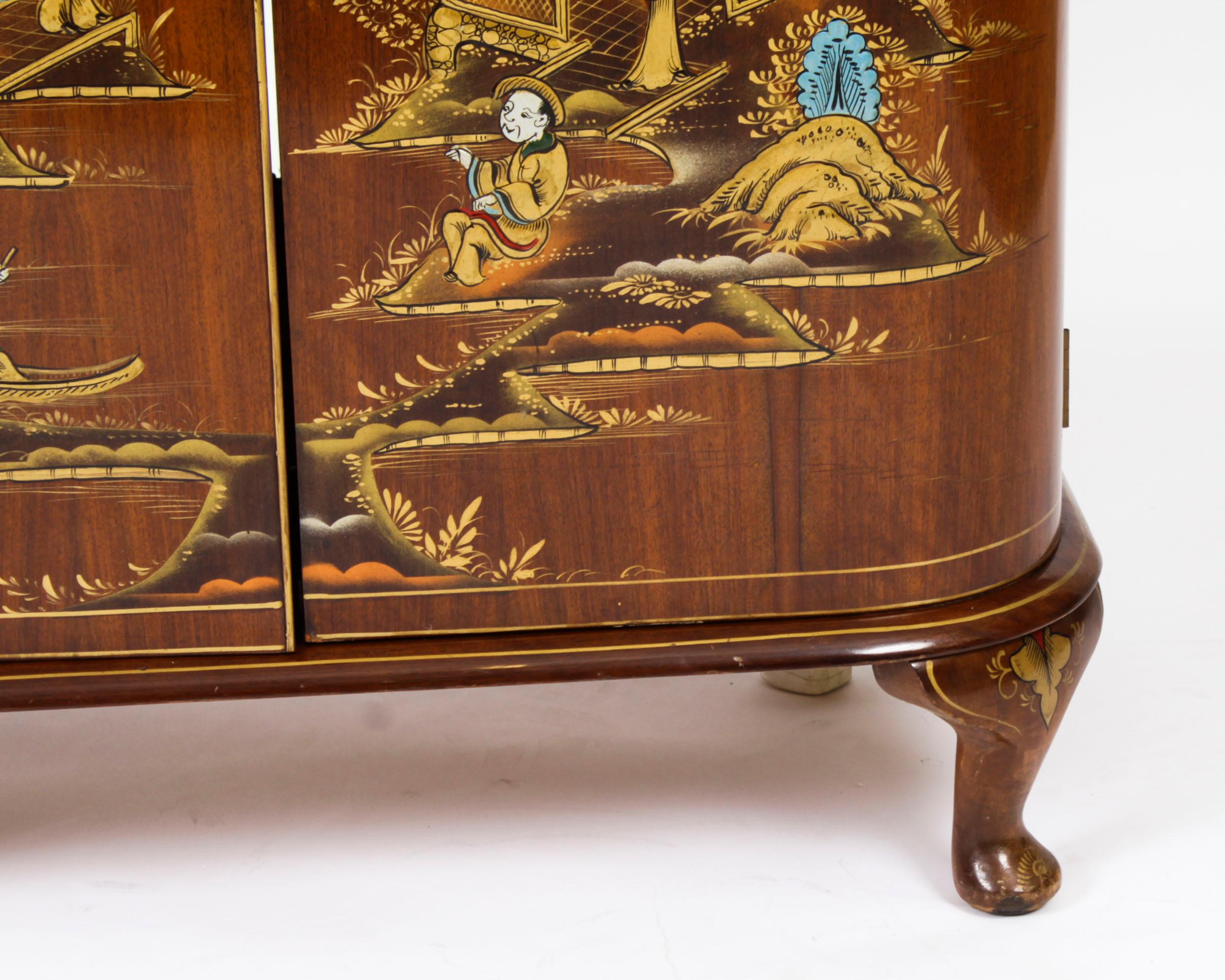 Antique Art Deco Chinoiserie Cocktail Cabinet Dry Bar Harrods Early 20th Century 4