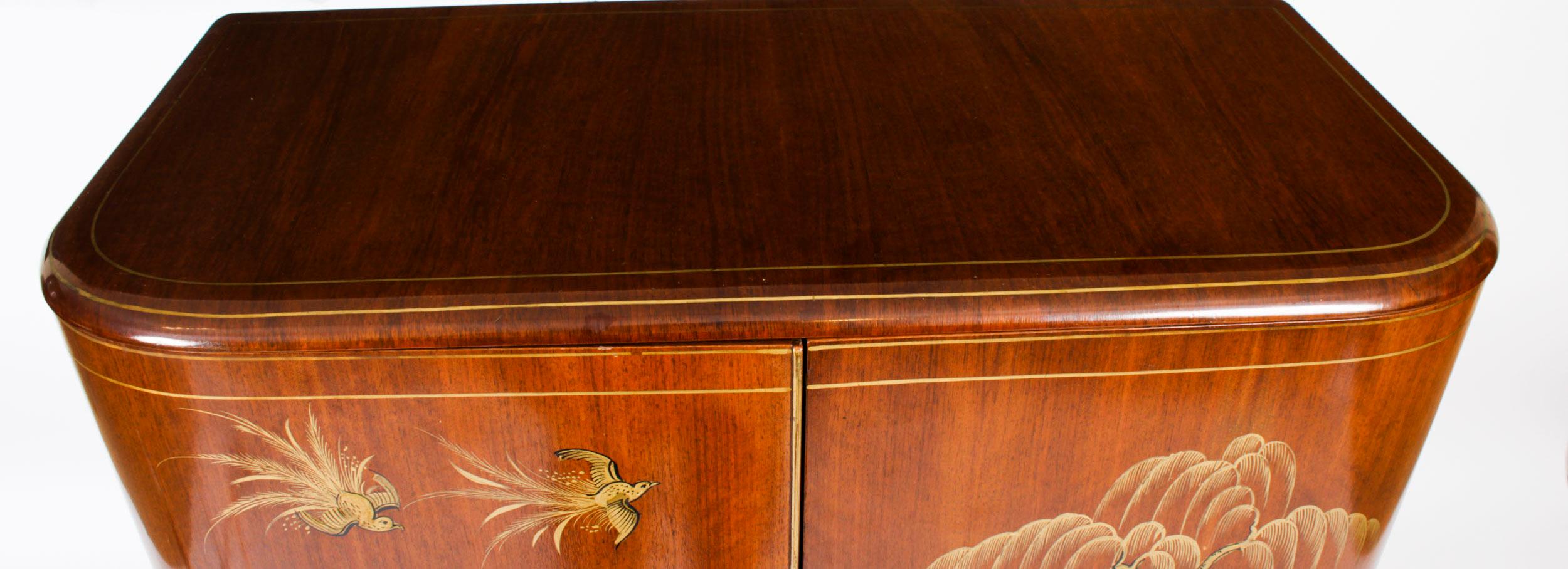 Antique Art Deco Chinoiserie Cocktail Cabinet Dry Bar Harrods Early 20th Century 5