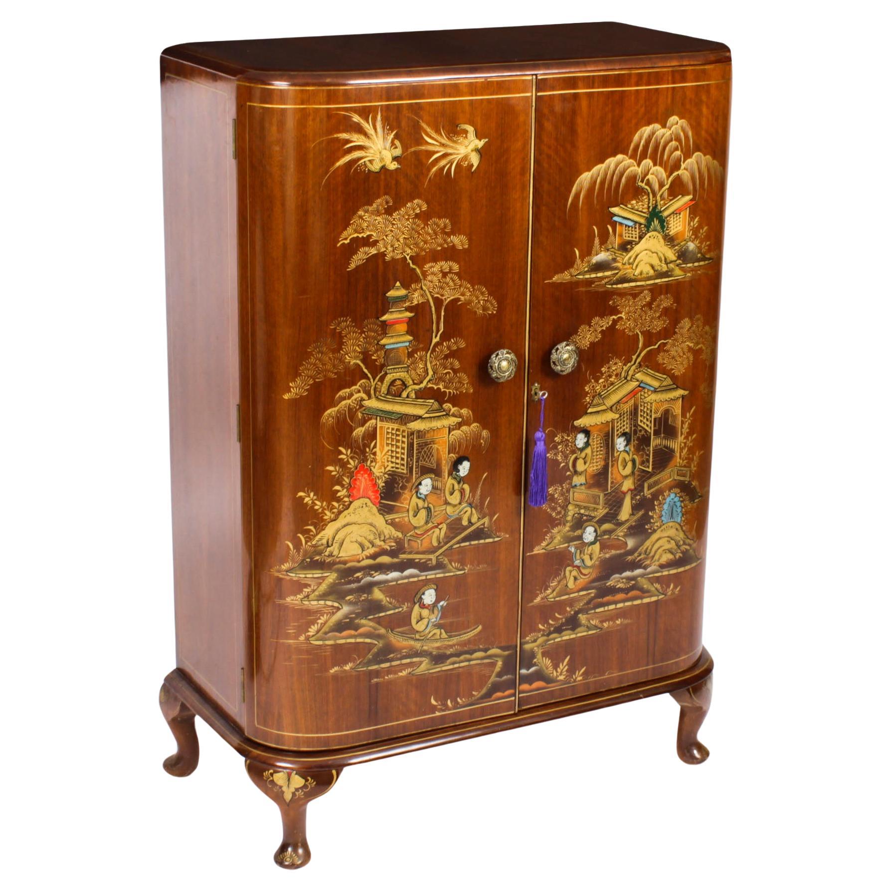 Antique Art Deco Chinoiserie Cocktail Cabinet Dry Bar Harrods Early 20th Century
