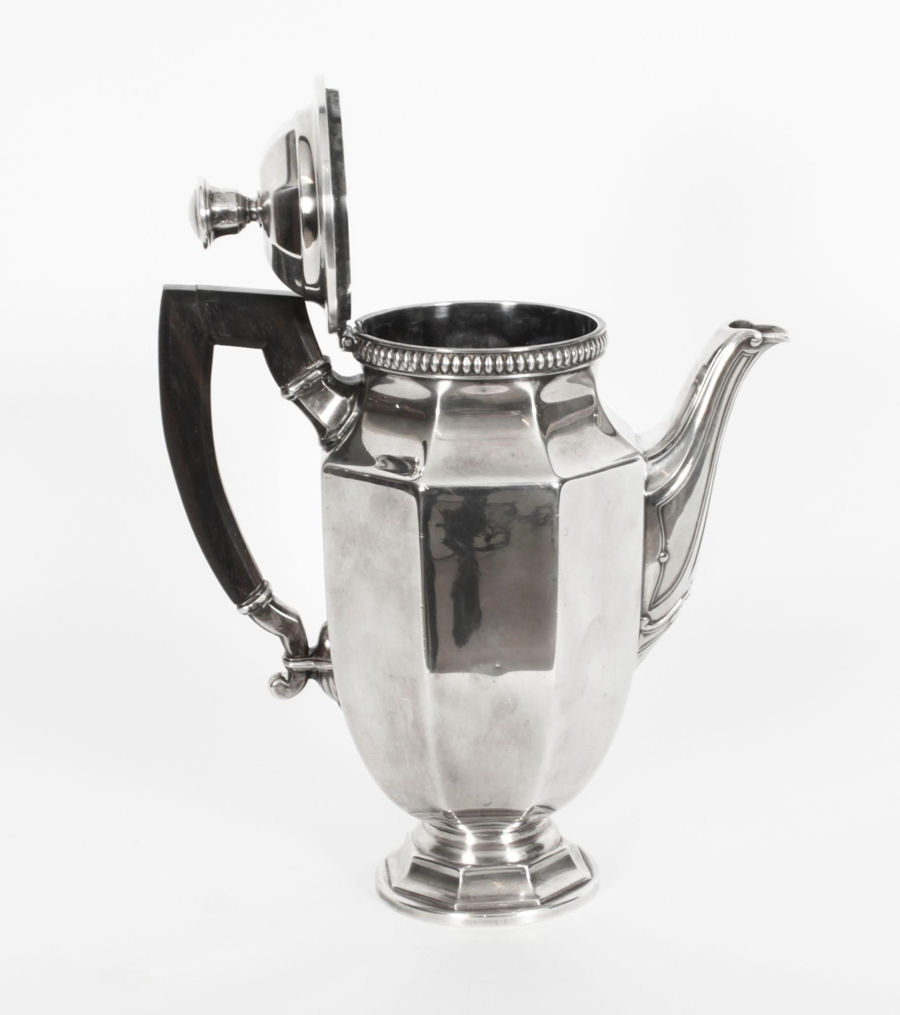 Silver Antique Art Deco Christofle Colbert Gallia Tea & Coffee 4 Piece Set