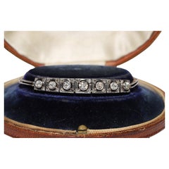 Bracelet Art déco ancien des années 1920 en or 14 carats avec diamants naturels sur le dessus