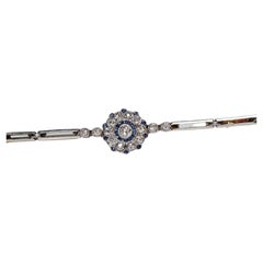 Antiguo Art Decó Circa 1920s Broche de oro de 18 quilates con diamante natural y zafiro