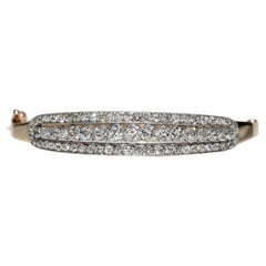 Antique Art Deco Circa 1920s 18k Gold Natural Diamond Decorated Bangle Bracelet 