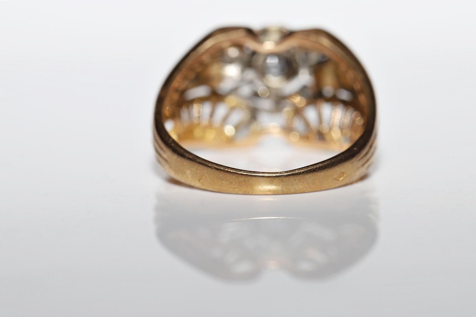 Antiker Art Deco Circa 1920er Jahre 18k Gold Natürlicher Diamant Dekorierter Ring  im Angebot 5