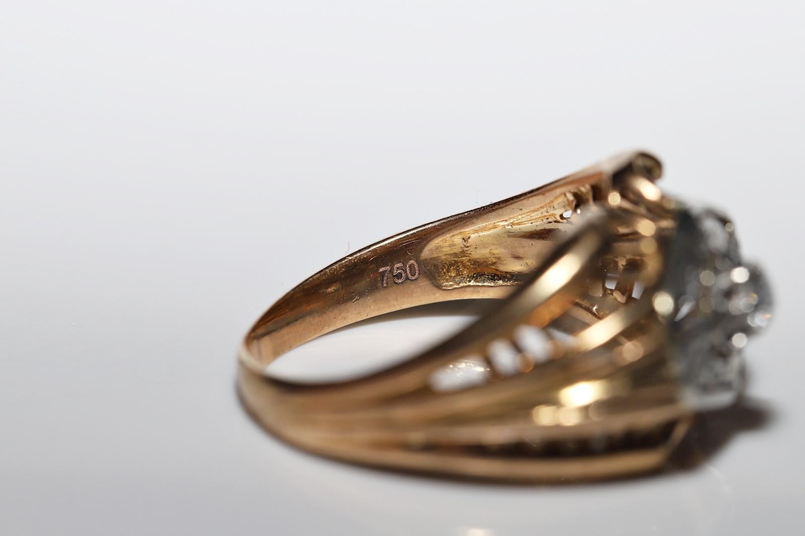 Antiker Art Deco Circa 1920er Jahre 18k Gold Natürlicher Diamant Dekorierter Ring  im Angebot 6