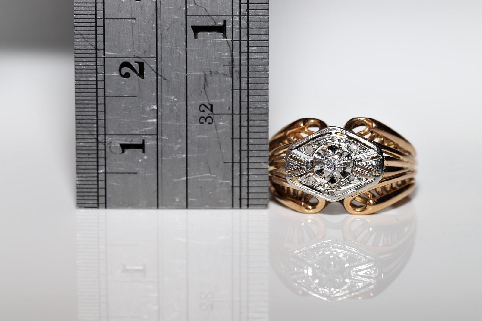 Antiker Art Deco Circa 1920er Jahre 18k Gold Natürlicher Diamant Dekorierter Ring  im Angebot 9