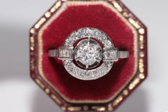 Antique Art Deco Circa 1920s 18k Gold Natural Diamond Decorated Ring