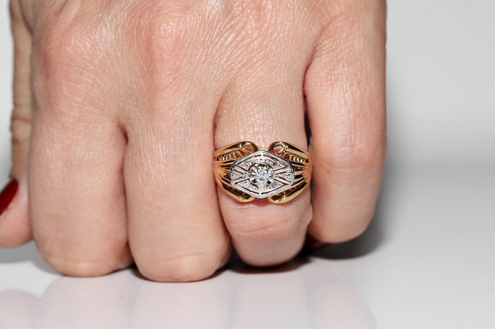 Taille brillant Bague Art déco ancienne des années 1920 en or 18 carats décorée de diamants naturels en vente