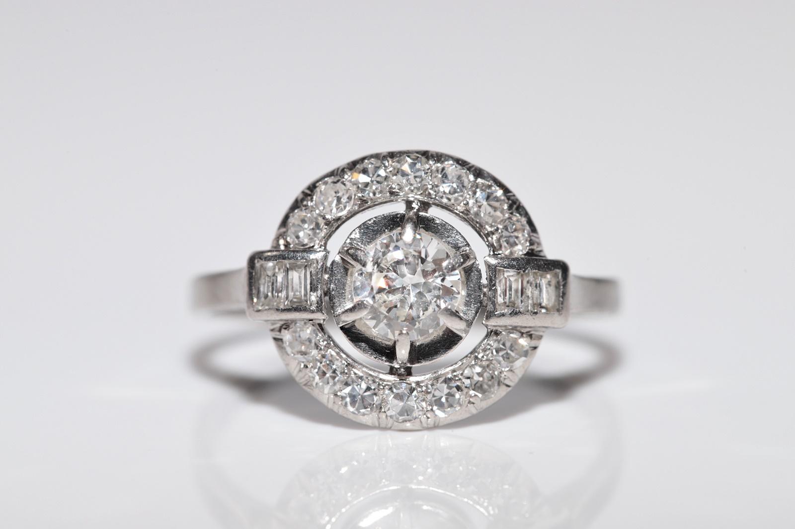 Bague Art déco ancienne des années 1920 en or 18 carats décorée de diamants naturels Bon état - En vente à Fatih/İstanbul, 34
