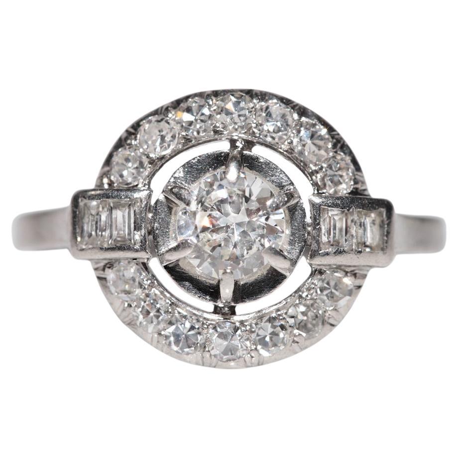 Bague Art déco ancienne des années 1920 en or 18 carats décorée de diamants naturels