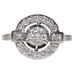 Bague Art déco ancienne des années 1920 en or 18 carats décorée de diamants naturels