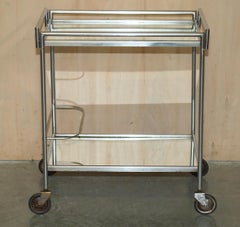 ANTiQUE ART DECO CIRCA 1920'S FRENCH MIRRORED GLASS CHROME TEA CAKE TROLLY