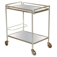 Antique Mirror CIRCA 1920 FRENCH MIRRORED GLASS CHROME TEA CAKE TROLLY