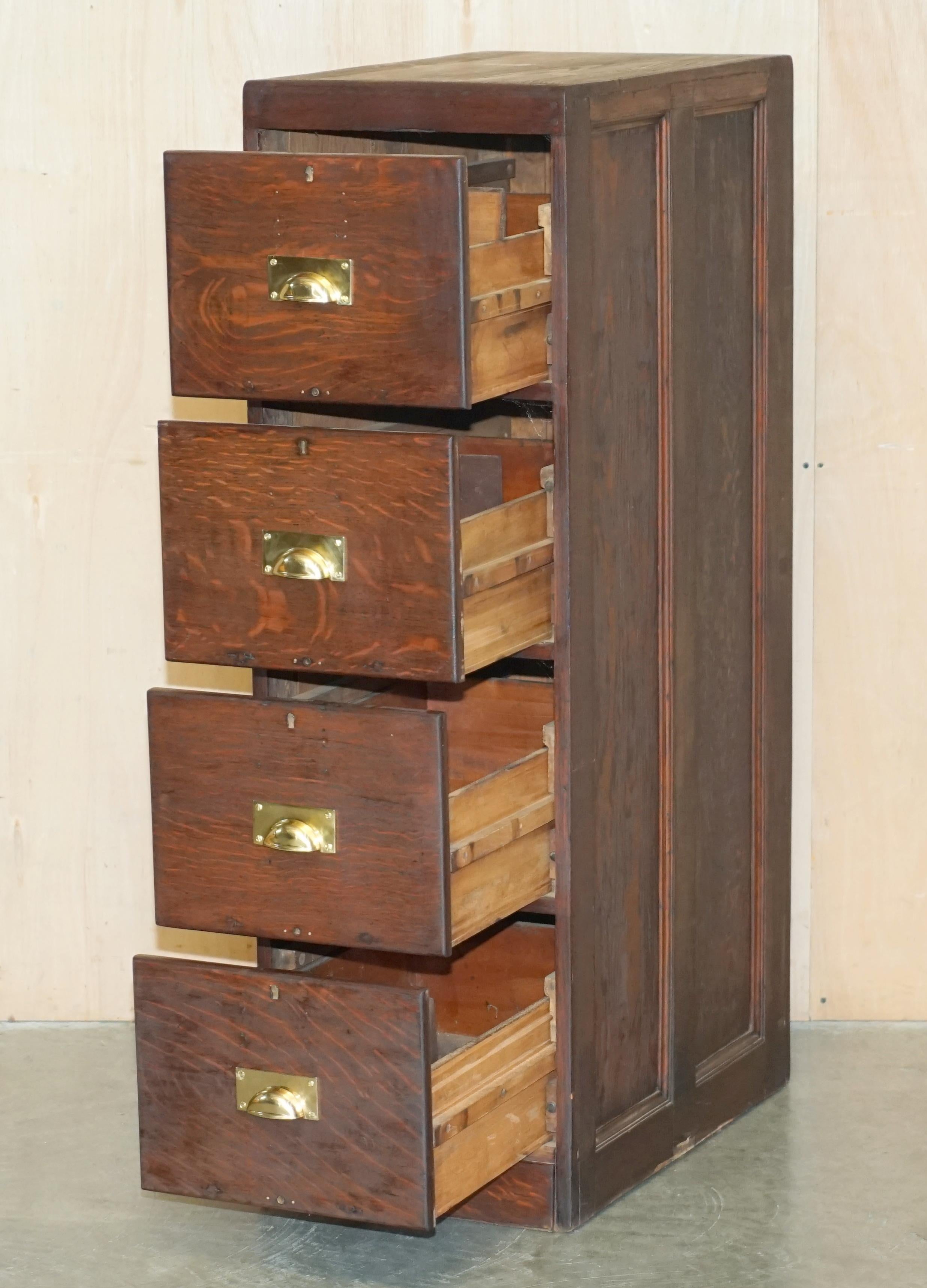 ANTiQUE ART DECO CIRCA 1920'S RESTORED ENGLISH OAK FILING CABINET NEW FITTINGs For Sale 9