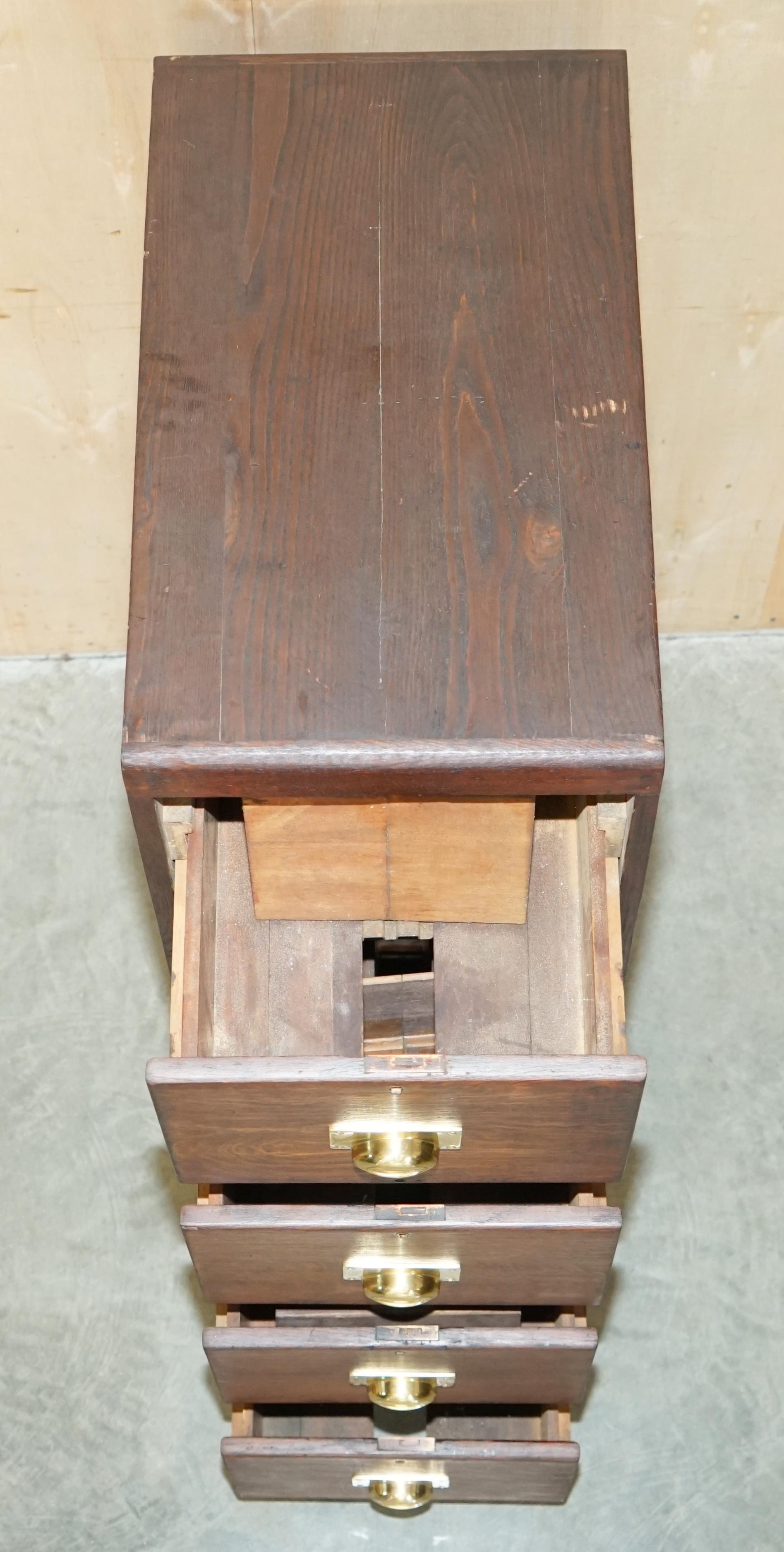 ANTiQUE ART DECO CIRCA 1920'S RESTORED ENGLISH OAK FILING CABINET NEW FITTINGs For Sale 11