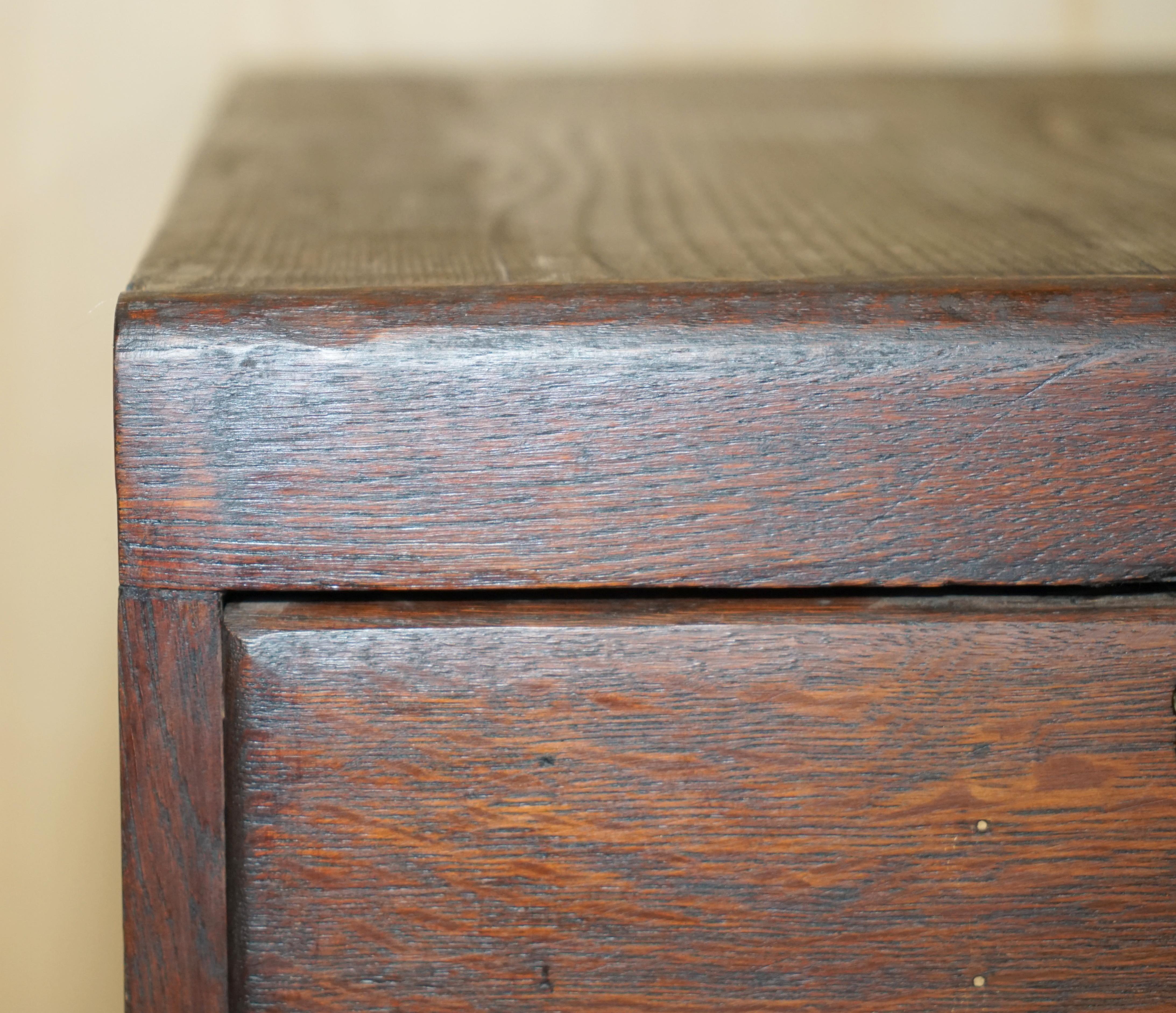 Hand-Crafted ANTiQUE ART DECO CIRCA 1920'S RESTORED ENGLISH OAK FILING CABINET NEW FITTINGs For Sale