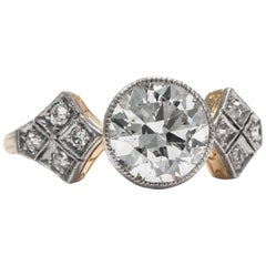 Antique Art Deco circa 1925 Certified 2.00 Carat Diamond Platinum Ring
