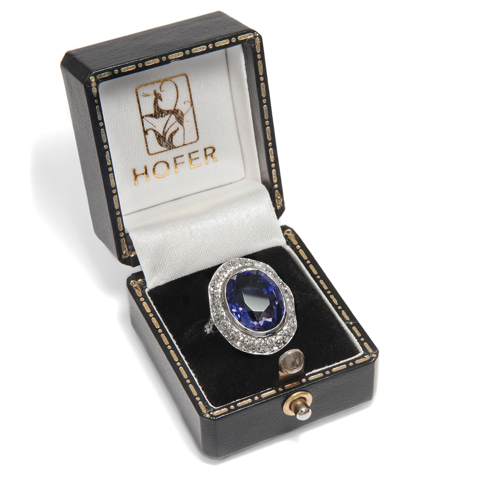 Antique Art Deco circa 1930, Certified 8.50 Carat No Heat Sapphire Cocktail Ring For Sale 1