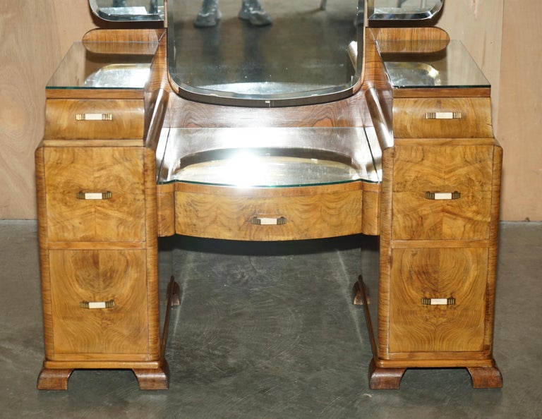ANTIQUE ART DECO CIRCA 1930's SATIN WALNUT DRESSING TABLE + MIRROR PART OF  SUITE For Sale at 1stDibs | antique dressing table with mirror for sale,  1930s antique vanity with mirror, art