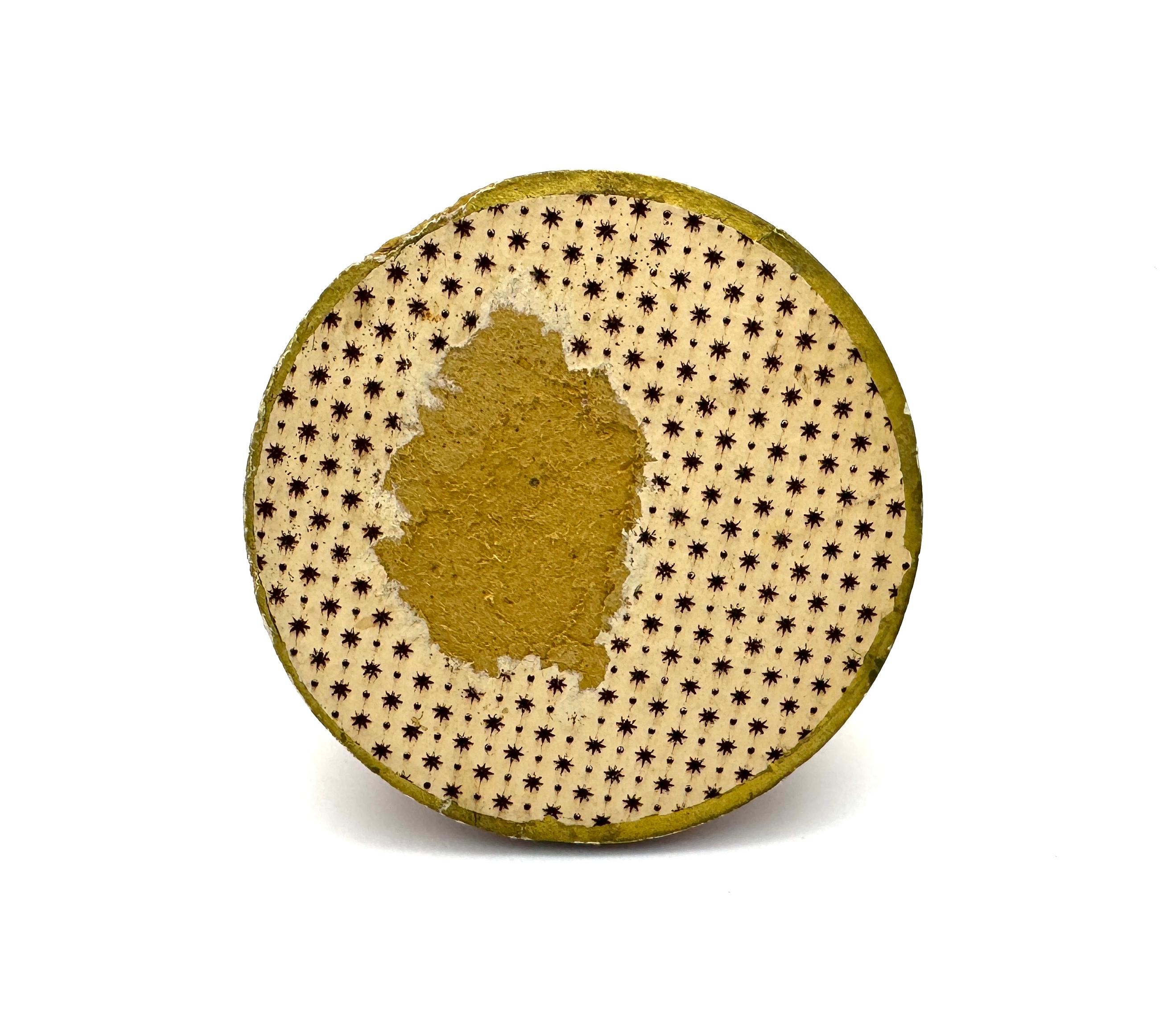European Antique Art Deco Compact Pierrette with Blue Eyes Card Fabric Tulle Felt For Sale