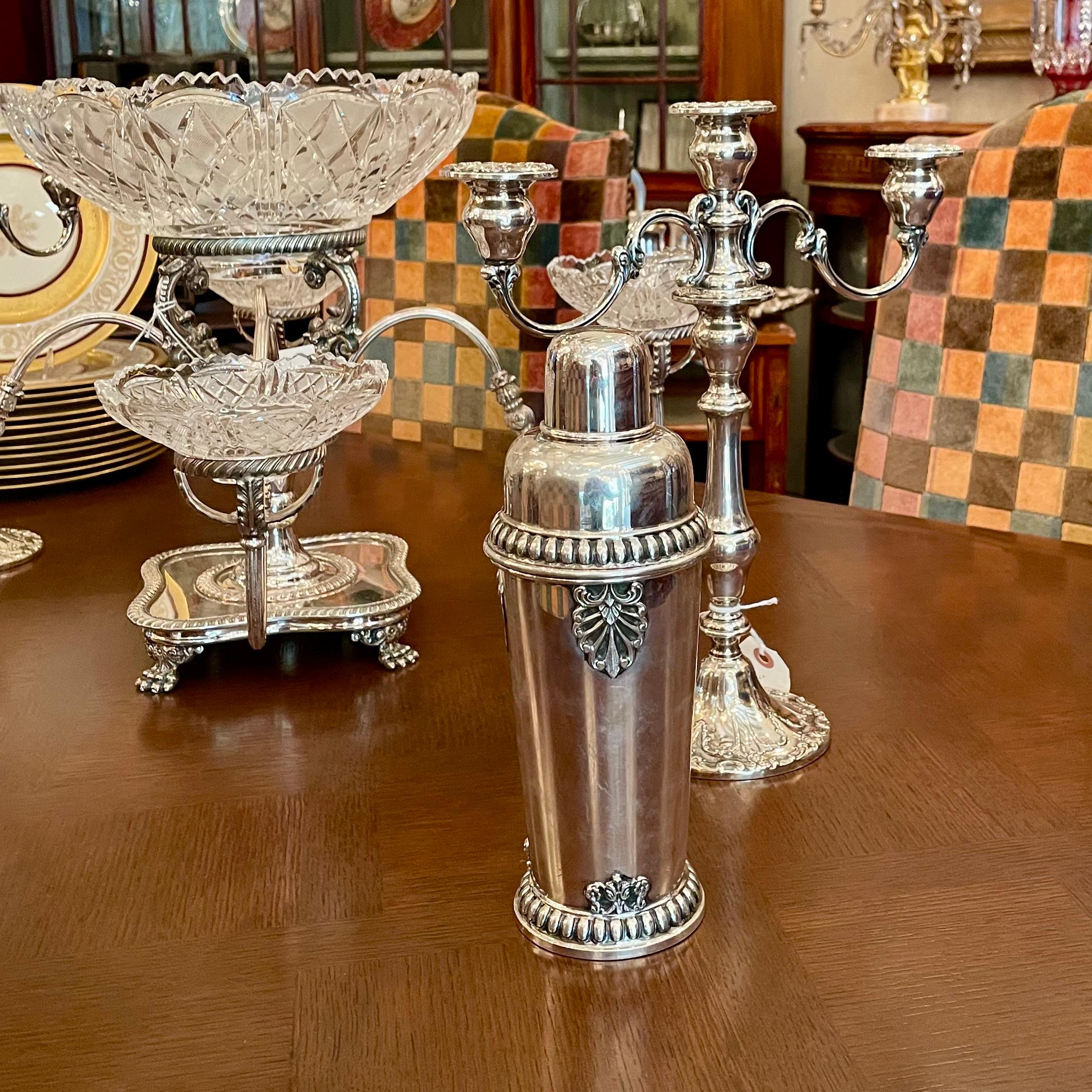 Shaker à cocktail Art déco continental en argent sterling ancien, vers 1920-1930. en vente 6
