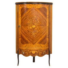 Antique Art Deco Corner Cabinet with Inlaid Design, 1920s