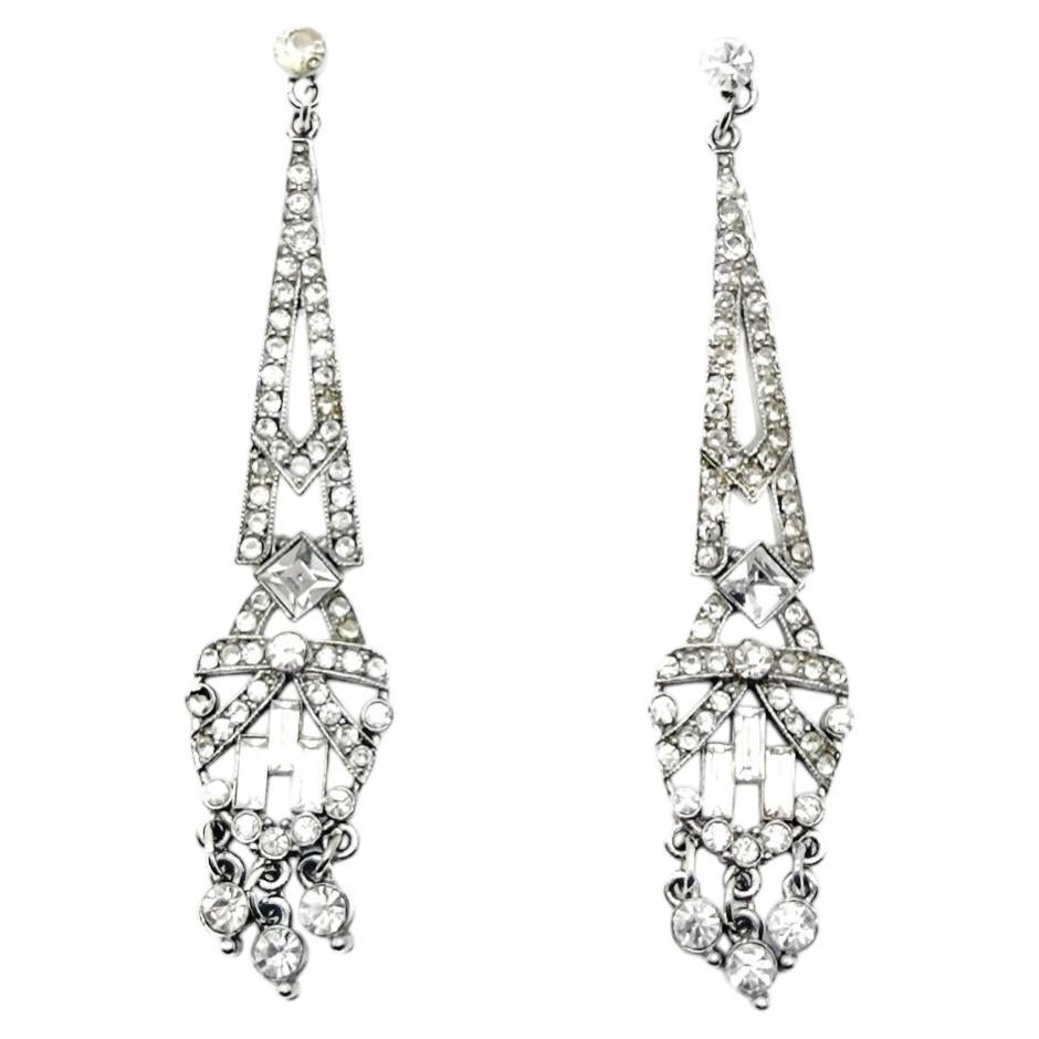 Antique Art Deco Crystal Drop Earrings 1930s
