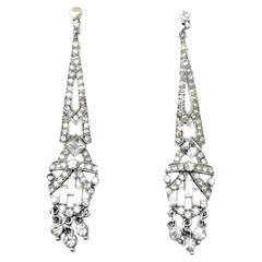 Antique Art Deco Crystal Drop Earrings 1930s