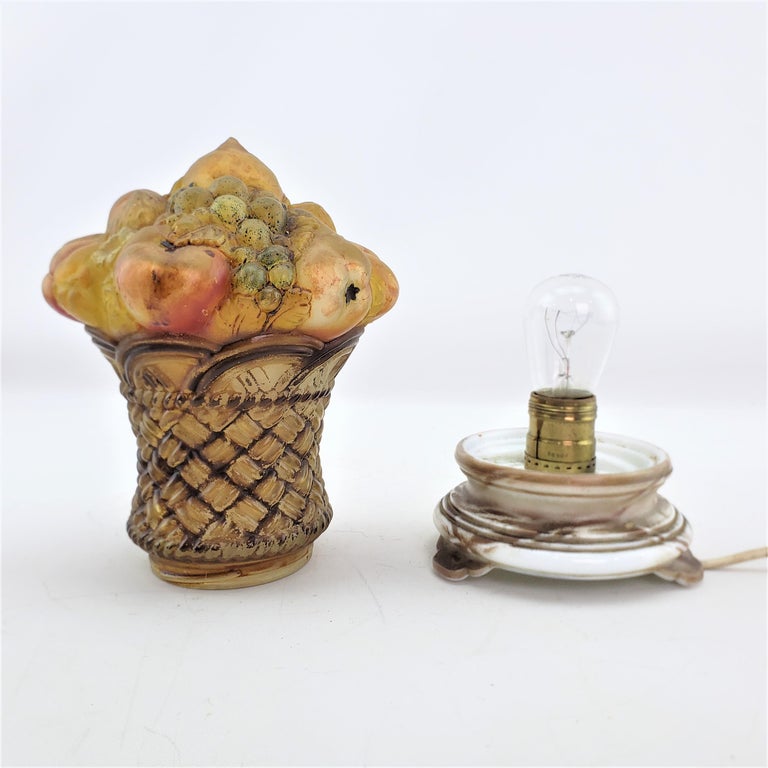 Antique Art Deco Czech Molded and Reverse Painted Fruit Basket Table