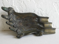 Antique Art Deco Dachshund Dog Cast Metal Figural Ashtray