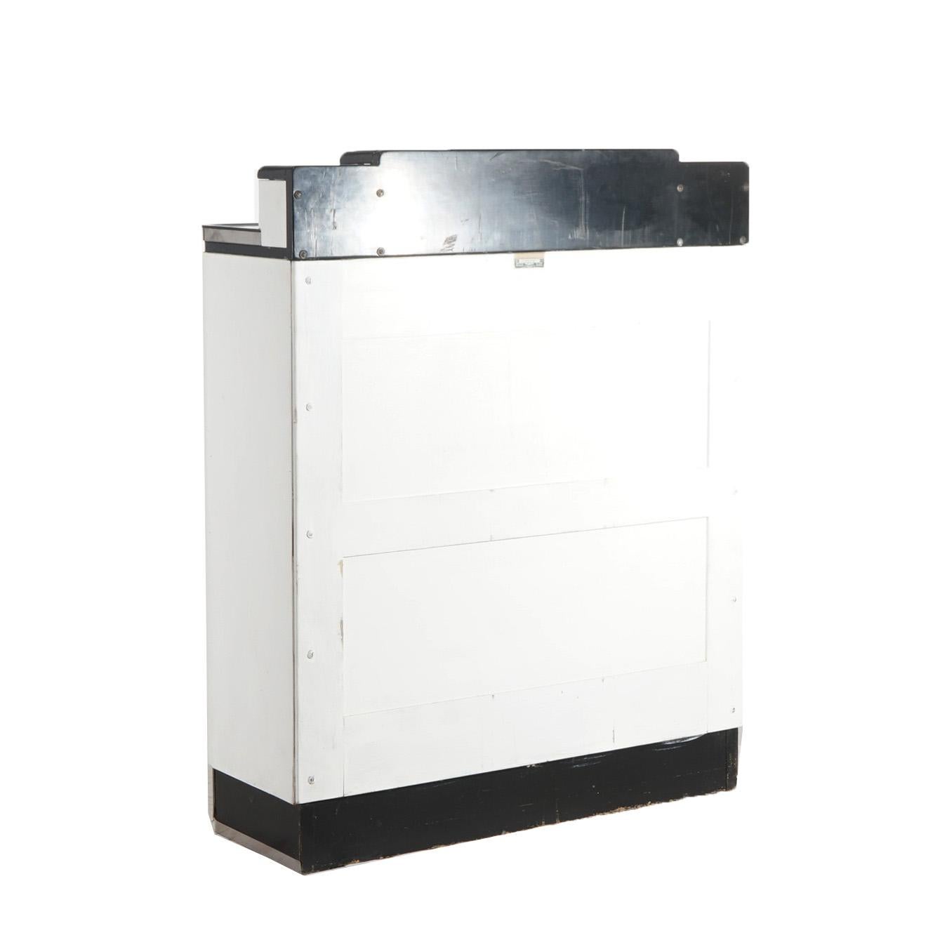 Antique Art Deco Dental Cabinet, Enameled & Ebonized Metal with Chrome, C1930 2
