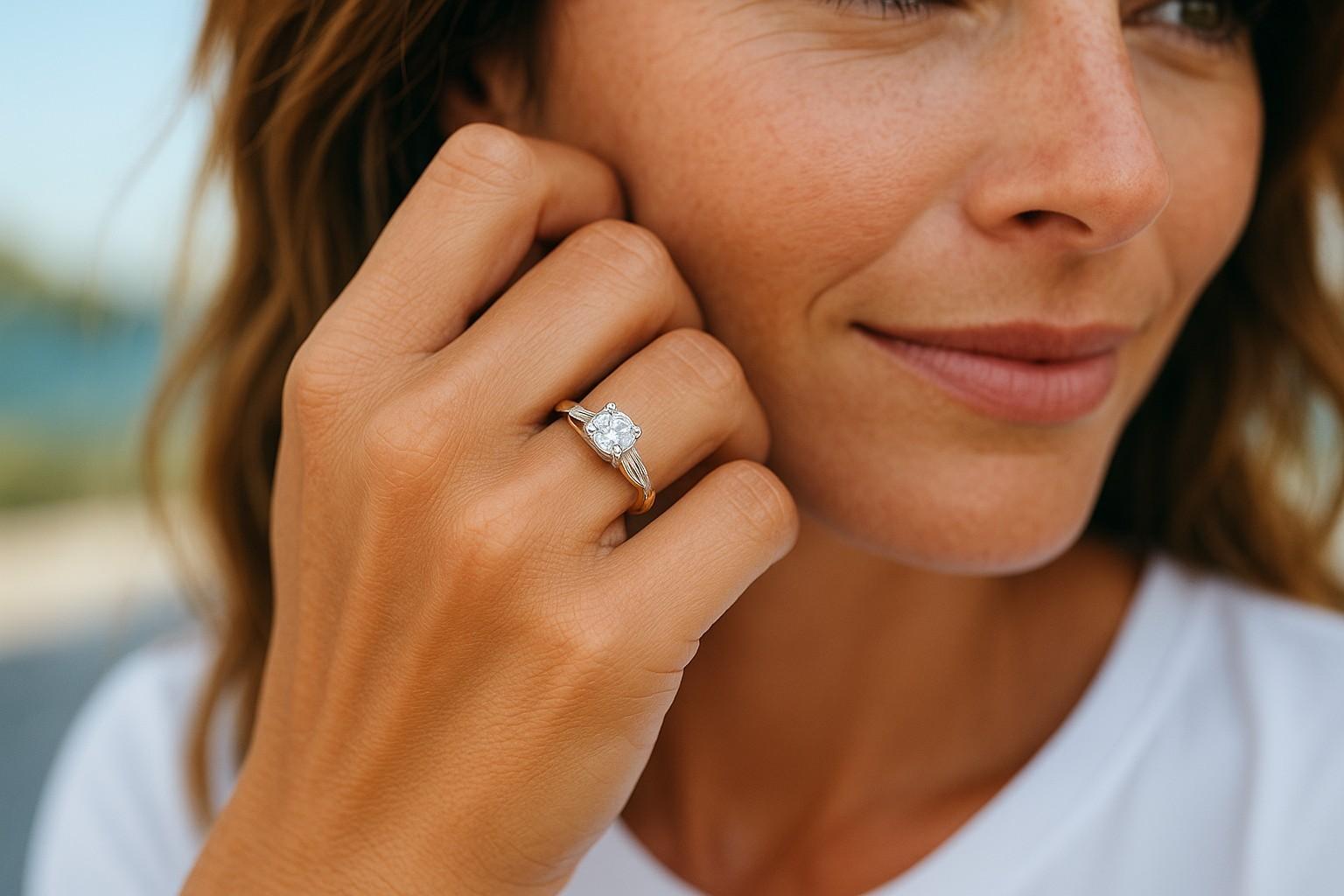 Art déco Bague ancienne en or rose blanc filigrané avec diamant 0.15 carat Taille 6 en vente