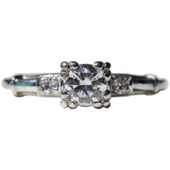 Antique Art Deco Diamond 3-Stone Platinum .30 Carat Engagement Ring