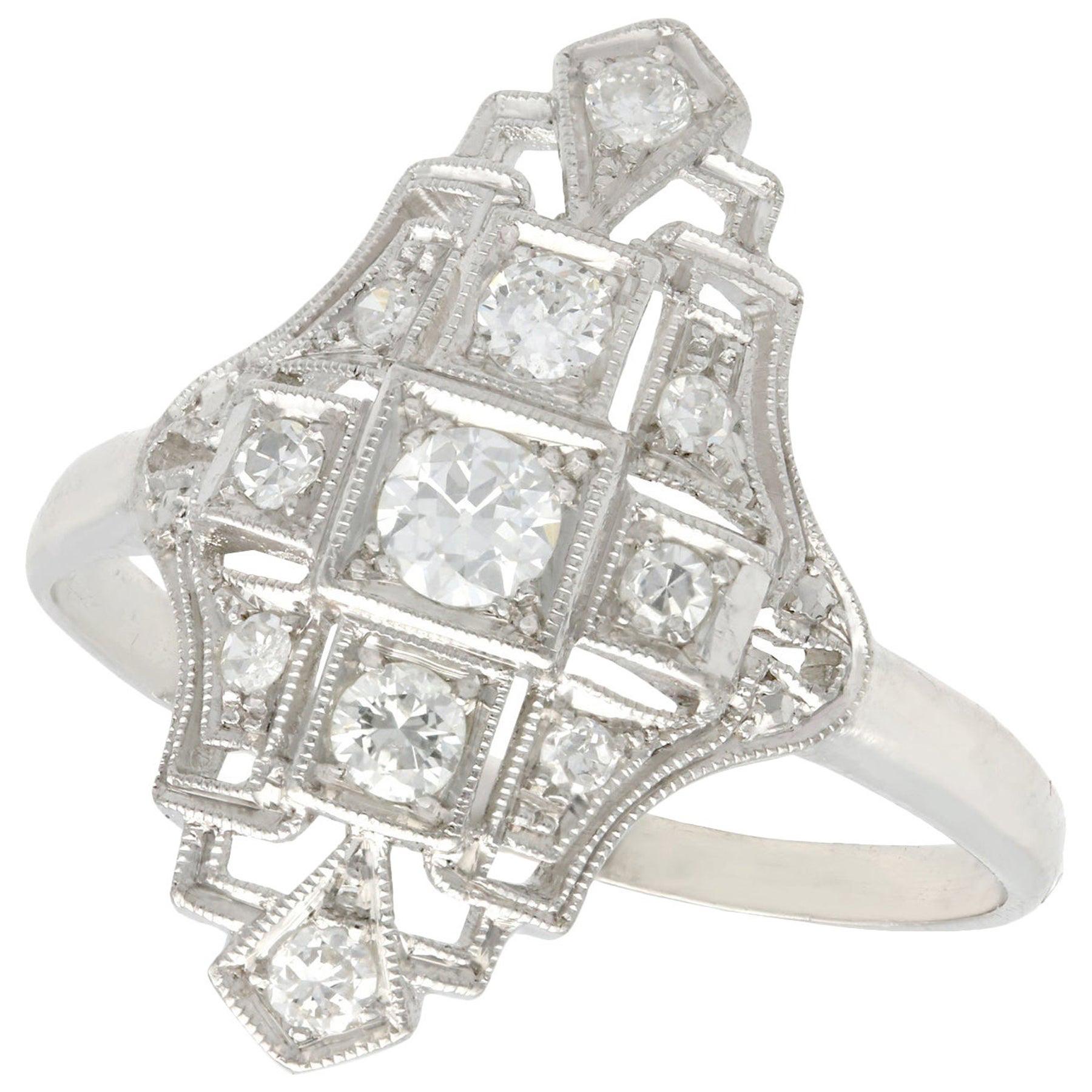Platinum Diamond Art Deco Ring at 1stDibs