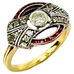 Antique Art Deco diamond and ruby ring, 1920s.